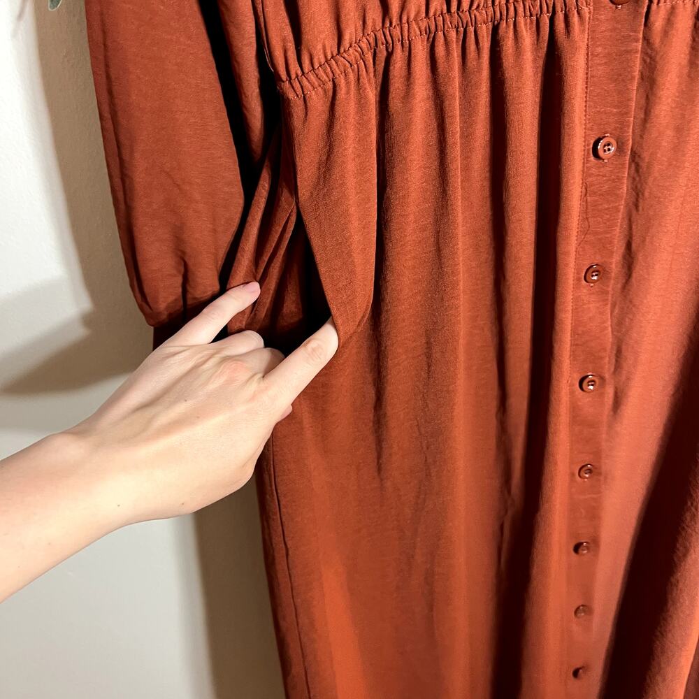 NWT Coco + Carmen Burnt Orange Long Sleeve Dress LAST CALL - Picture 3 of 6